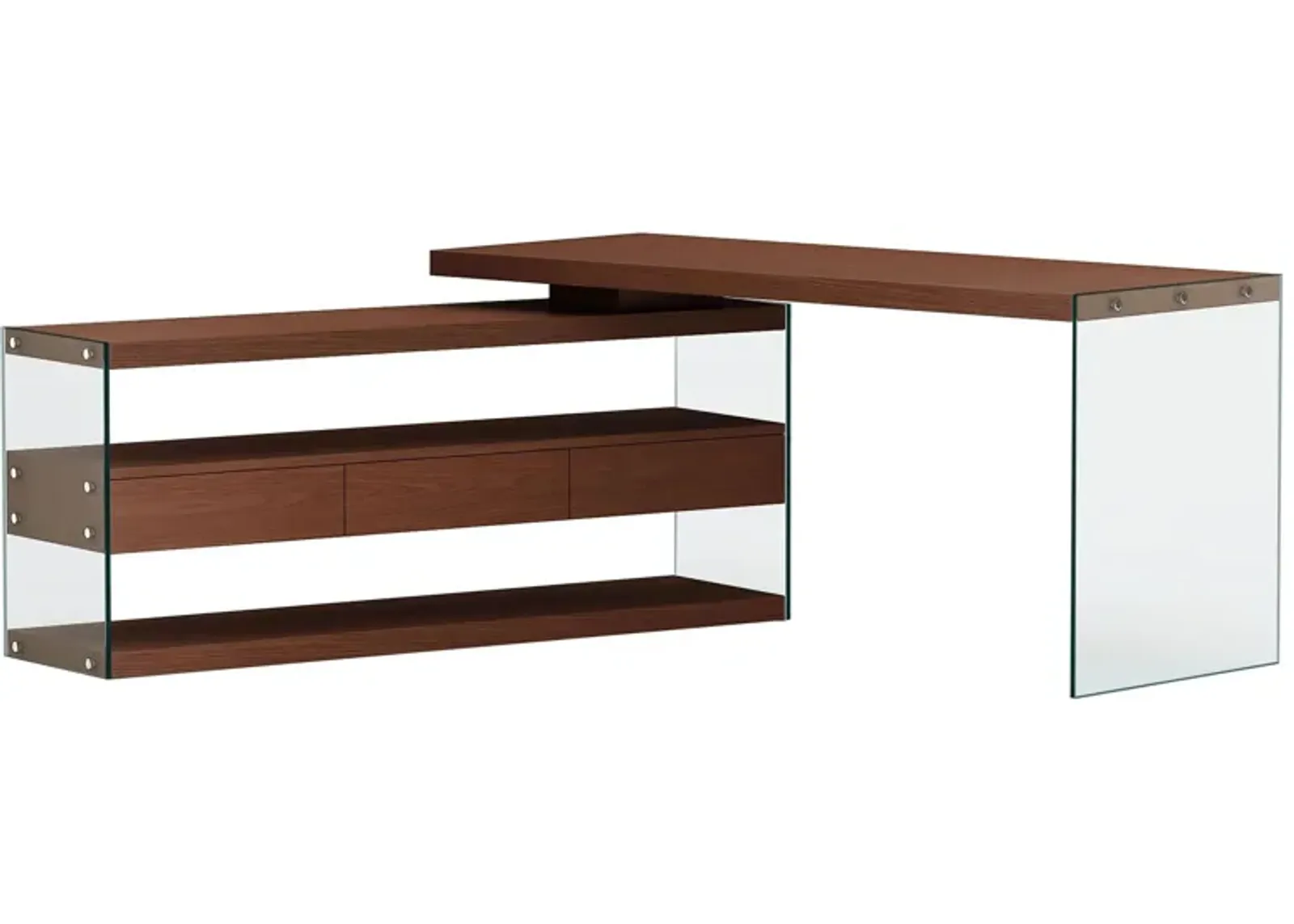 Billows Desk w/3 Shelves in Walnut by Chintaly Imports