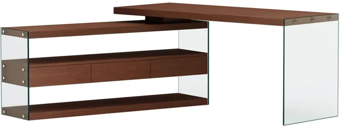 Billows Desk w/3 Shelves in Walnut by Chintaly Imports