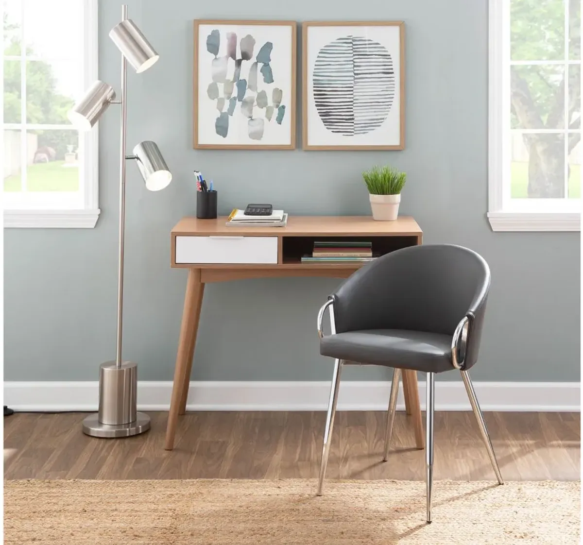 Pebble Writing Desk in White by Lumisource