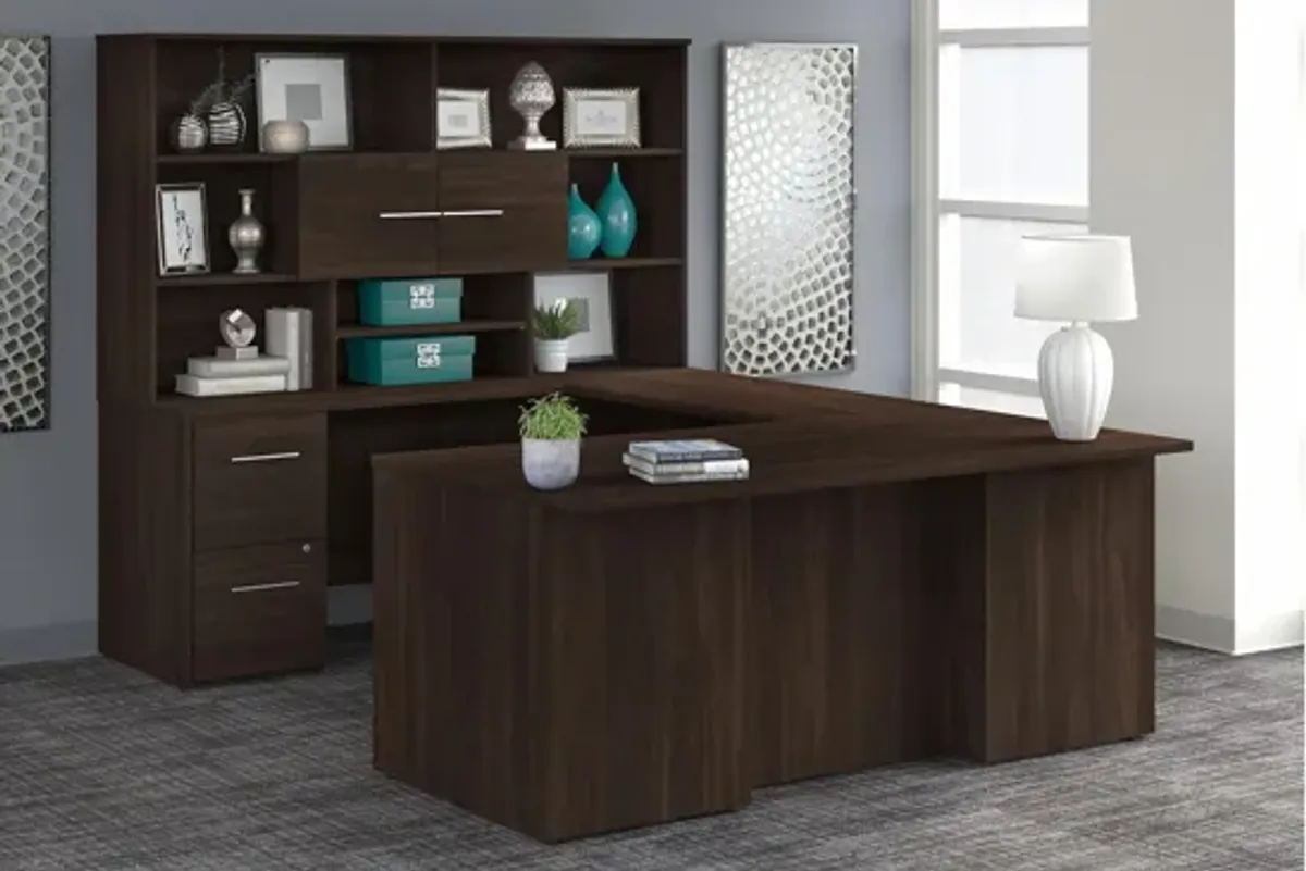 Office 500 72W U Shaped Executive Desk w/ Drawers & Hutch