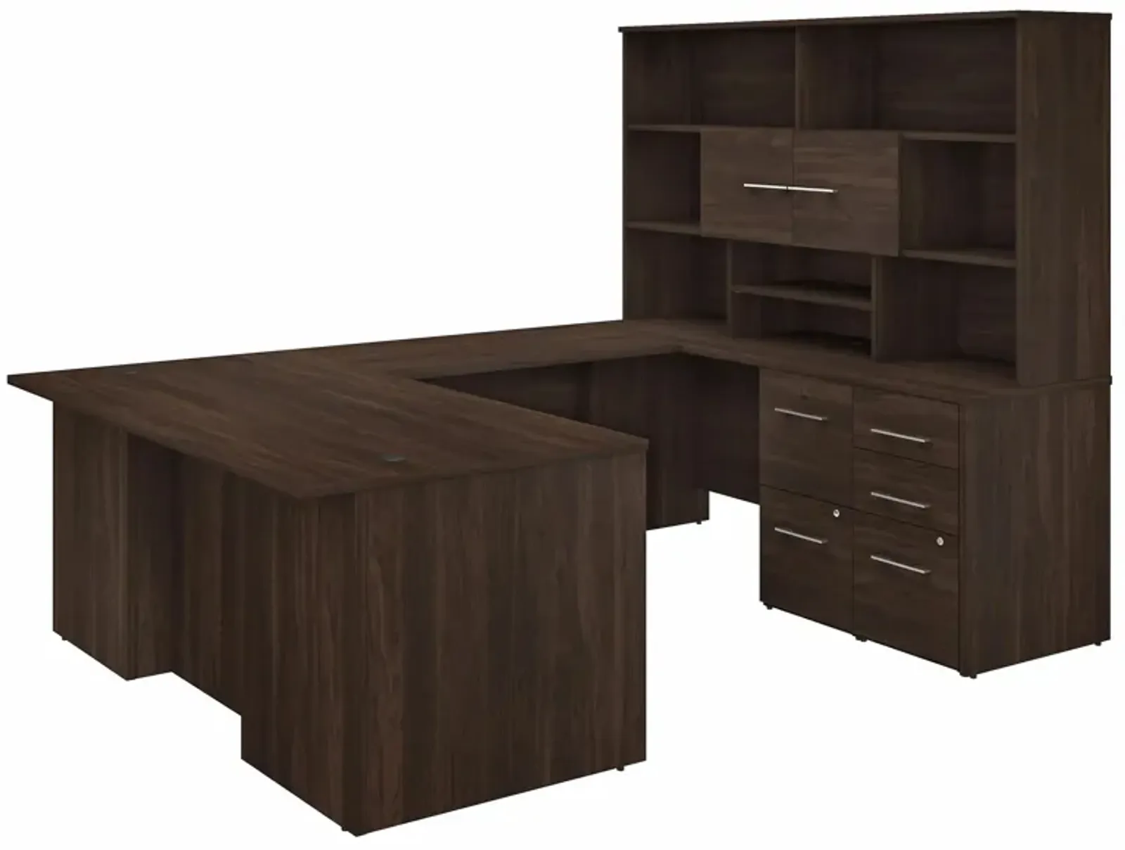 Office 500 72W U Shaped Executive Desk w/ Drawers & Hutch