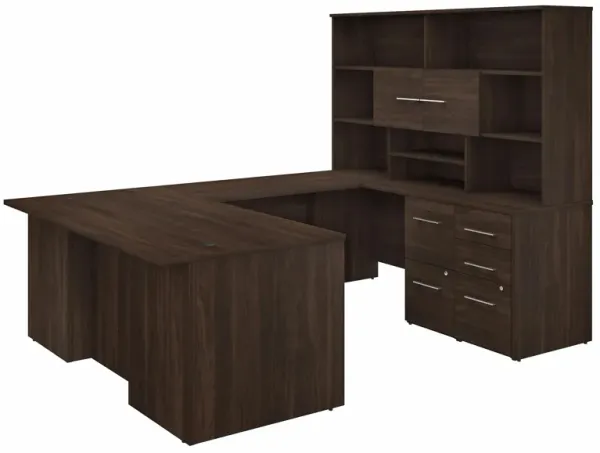 Office 500 72W U Shaped Executive Desk w/ Drawers & Hutch