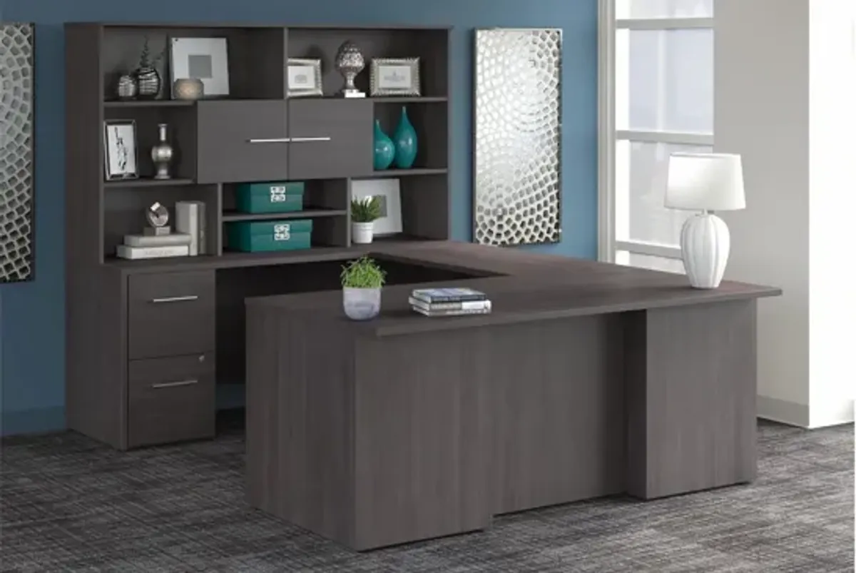 Office 500 72W U Shaped Executive Desk w/ Drawers & Hutch