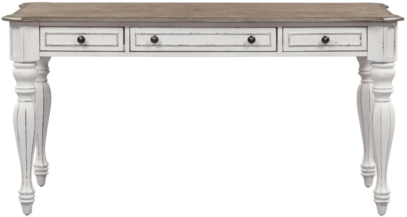 Magnolia Manor Writing Desk in Antique White Base w/ Weathered Bark Tops by Liberty Furniture