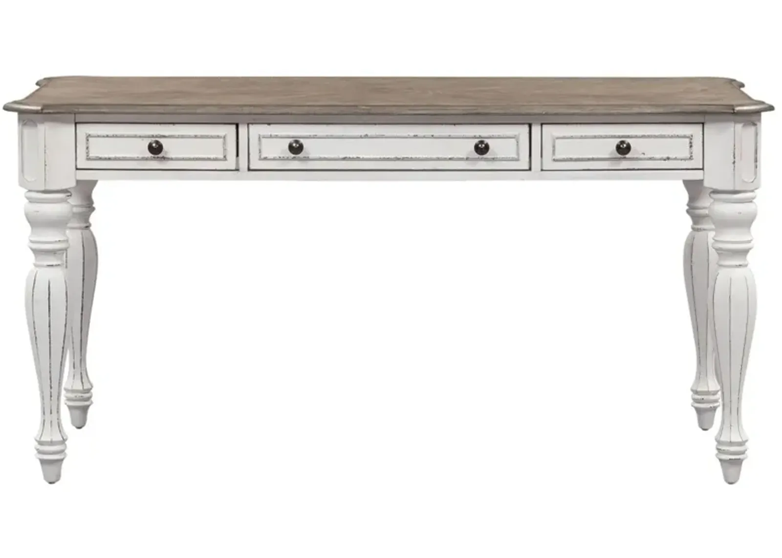 Magnolia Manor Writing Desk in Antique White Base w/ Weathered Bark Tops by Liberty Furniture