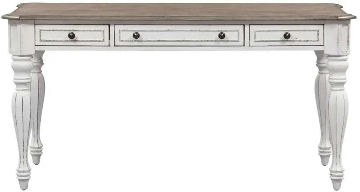 Magnolia Manor Writing Desk in Antique White Base w/ Weathered Bark Tops by Liberty Furniture