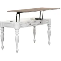 Magnolia Manor Lift Top Writing Desk in Antique White Base w/ Weathered Bark Tops by Liberty Furniture