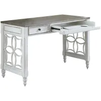 Magnolia Manor L Writing Desk in Antique White Base w/ Weathered Bark Tops by Liberty Furniture
