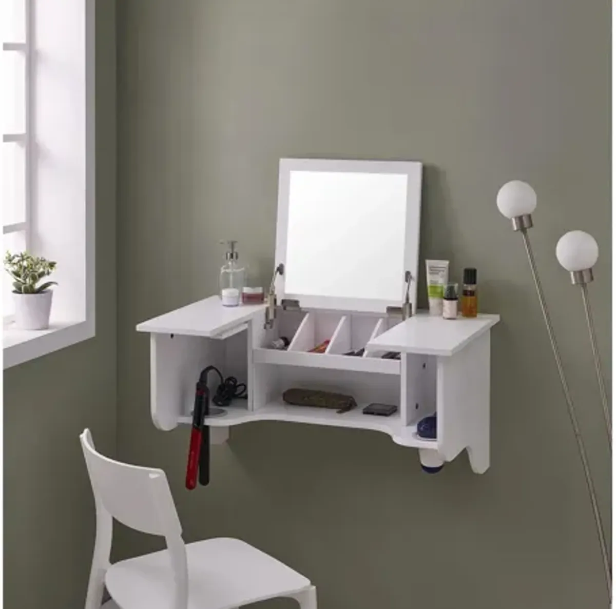 Moonbug Wall Mount Ledge w/Vanity Mirror