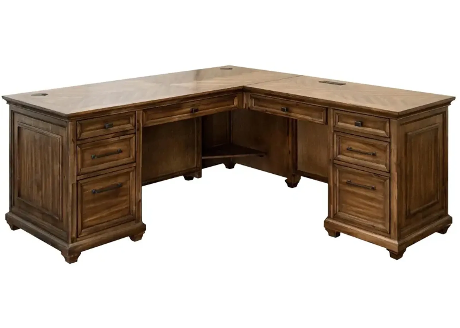 Porter Traditional Wood L-Desk & Return in Brown by Martin Furniture