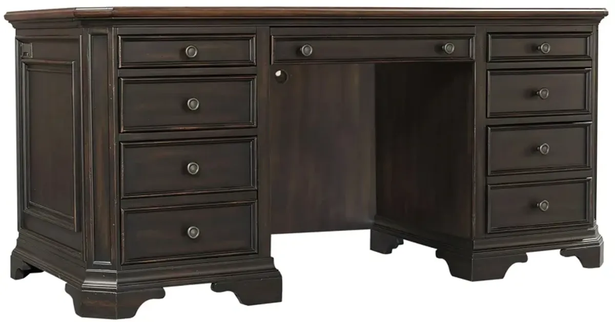 Hampton Credenza Desk in Black Cherry by Aspen Home