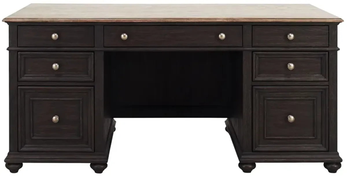 Verona Executive Desk in Antique Oak/Matte Black by Riverside Furniture