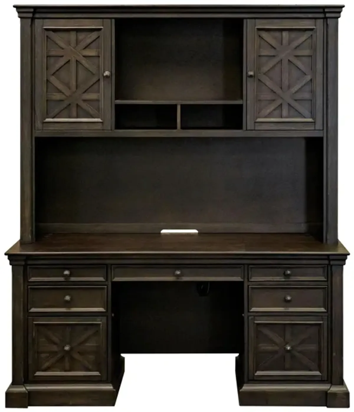 Kingston Traditional Wood Hutch With Doors in Dark Brown by Martin Furniture