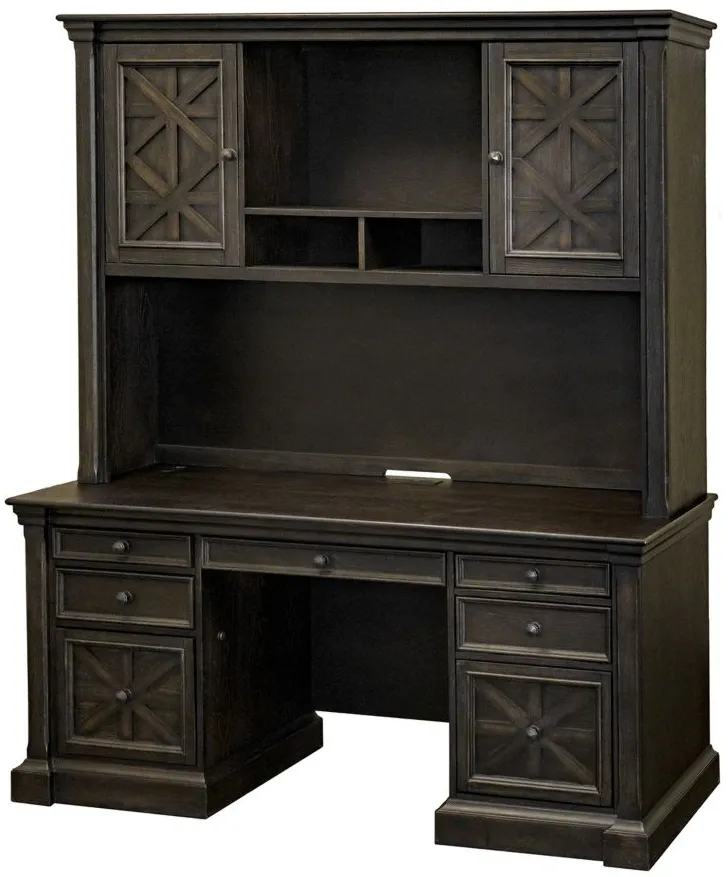 Kingston Traditional Wood Hutch With Doors in Dark Brown by Martin Furniture