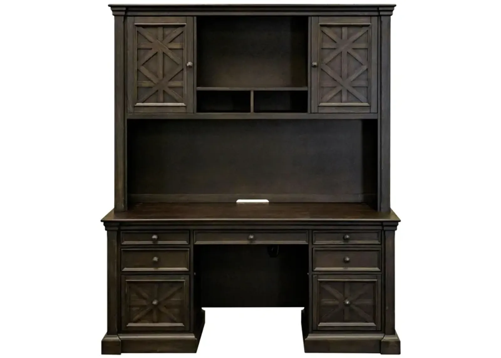 Kingston Traditional Wood Hutch With Doors in Dark Brown by Martin Furniture