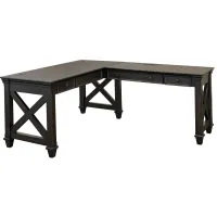 Kingston Traditional Wood Open L-Desk in Dark Brown by Martin Furniture