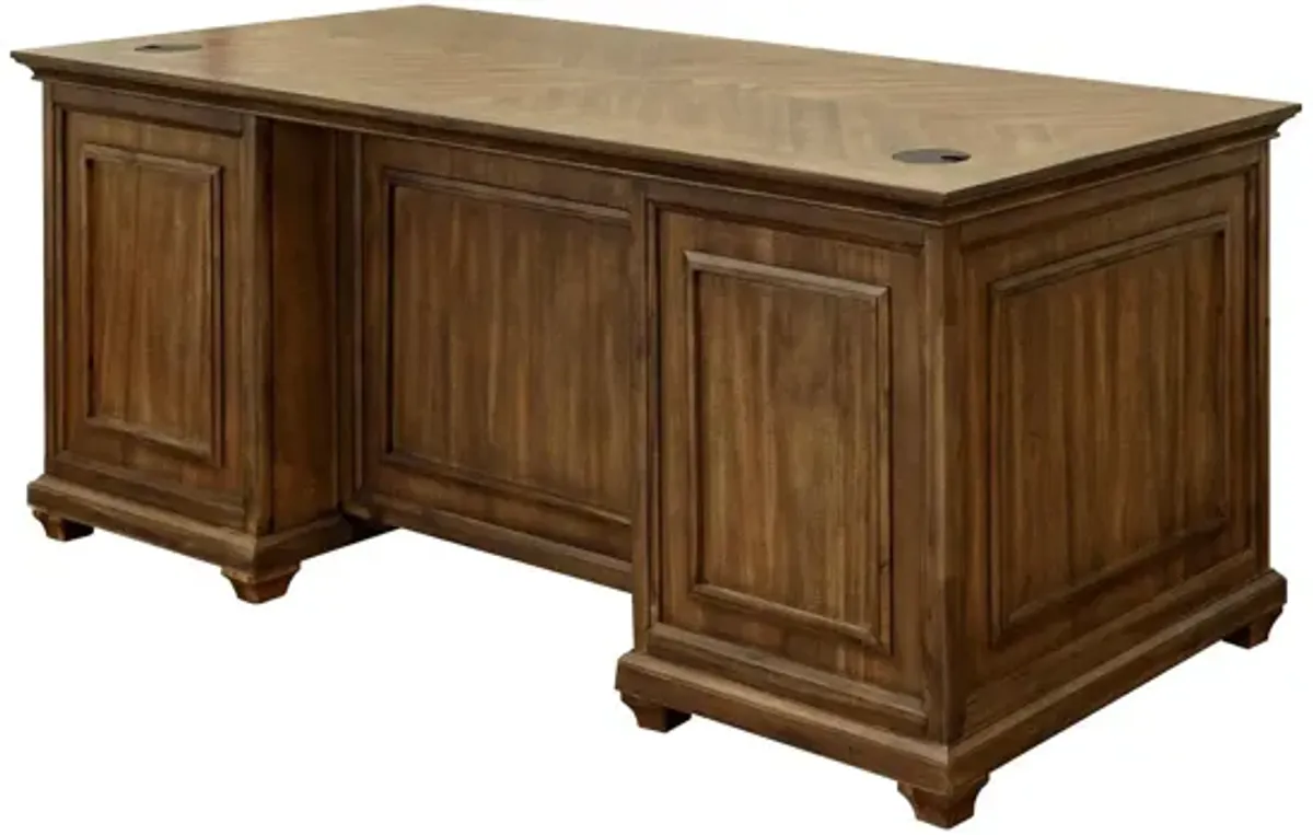Porter Traditional Wood Double Pedestal Executive Desk