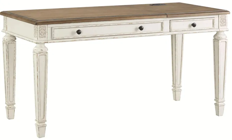 Libbie Adjustable-Height Standing Writing Desk in White/Brown by Ashley Express