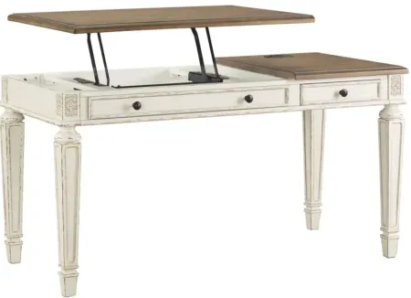 Libbie Adjustable-Height Standing Writing Desk in White/Brown by Ashley Express