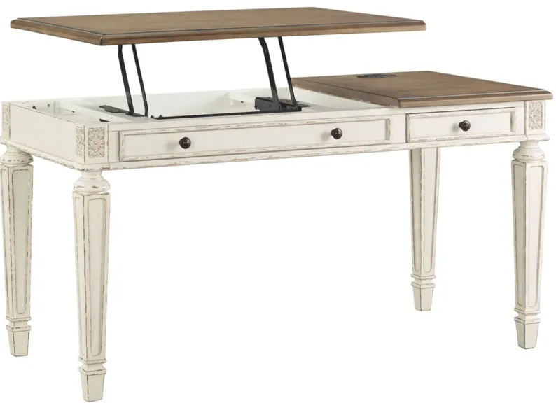 Libbie Adjustable-Height Standing Writing Desk in White/Brown by Ashley Express