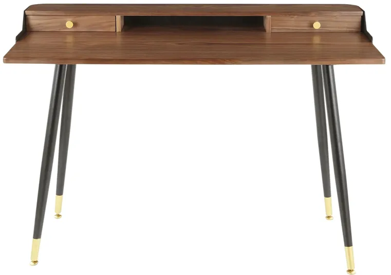 Idaline Writing Desk in Walnut by Lumisource