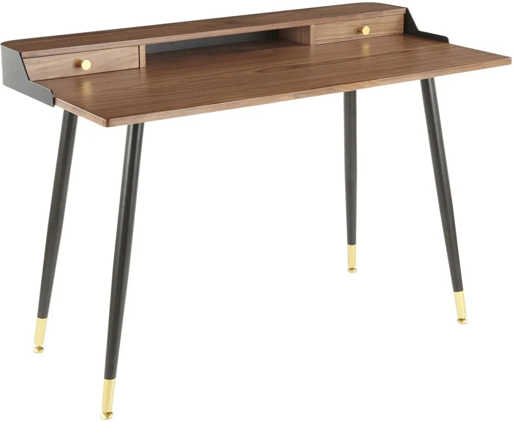 Idaline Writing Desk in Walnut by Lumisource