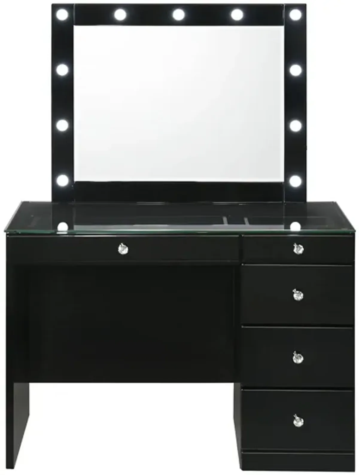 Diem Vanity w/ Mirror in Black by Crown Mark