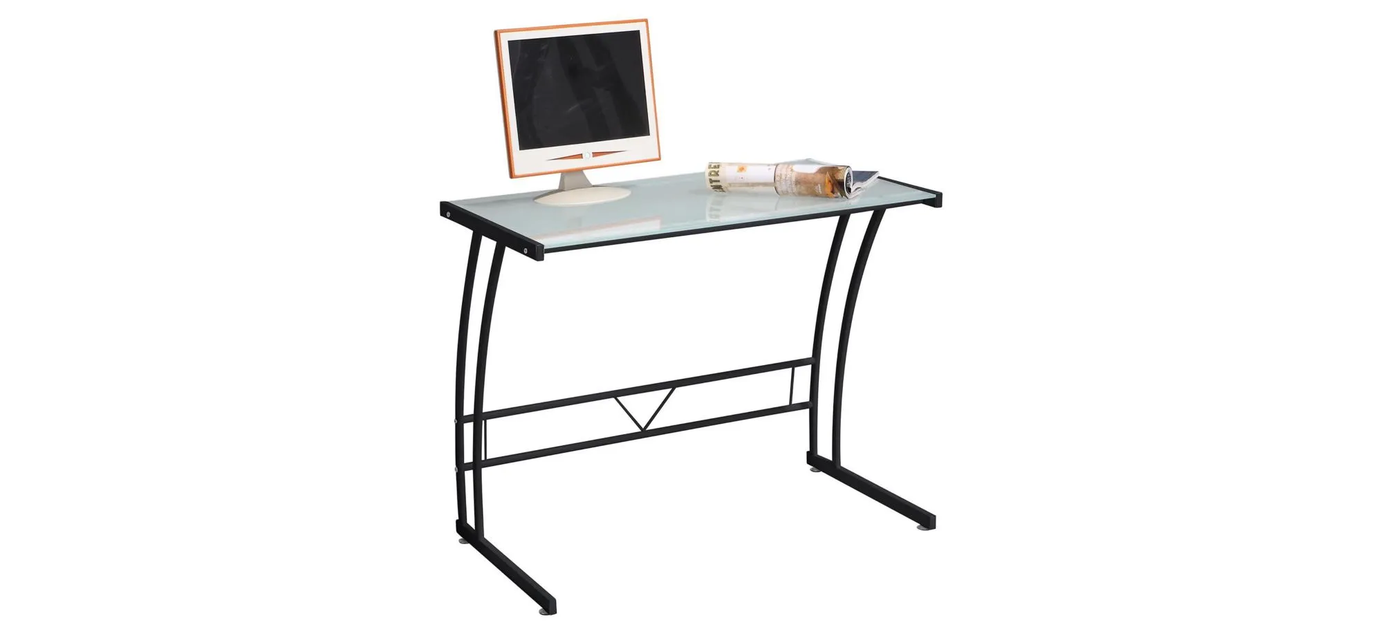 Sigma Computer Desk in White / Black Frame by Lumisource