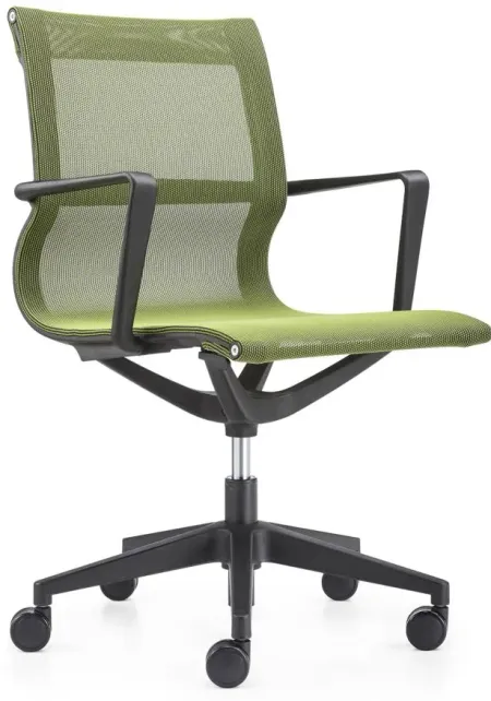 Kinetic Black Frame Office Chair with Mesh Back in Black/Green