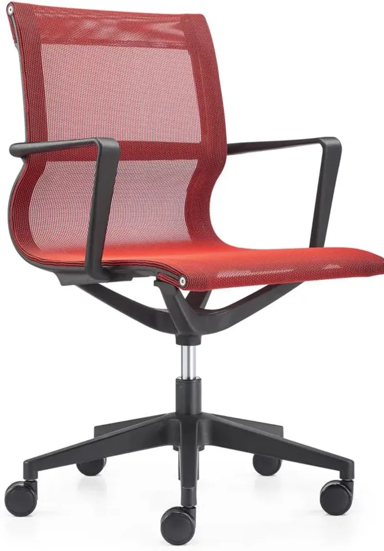 Kinetic Black Frame Office Chair with Mesh Back in Black/Red