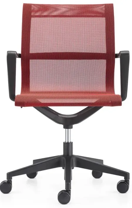 Kinetic Black Frame Office Chair with Mesh Back in Black/Red