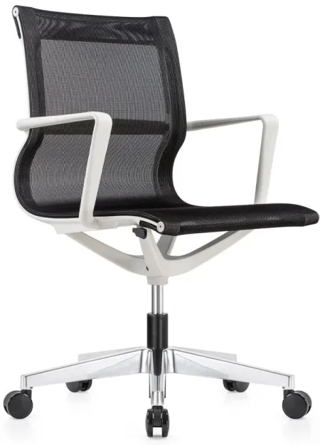 Kinetic White Frame Office Chair with Mesh Back in White/Black