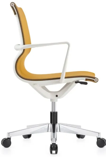 Kinetic White Frame Office Chair with Mesh Back in White/Dandelion