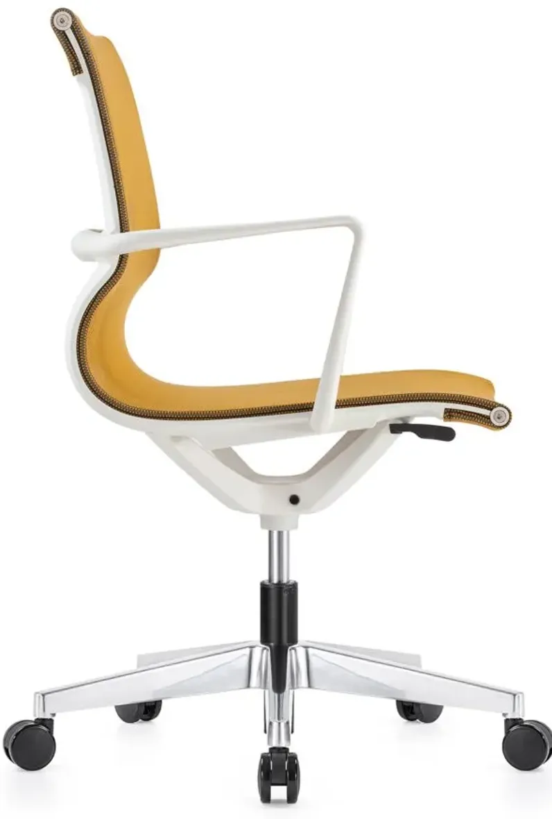 Kinetic White Frame Office Chair with Mesh Back in White/Dandelion