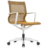 Kinetic White Frame Office Chair with Mesh Back in White/Dandelion