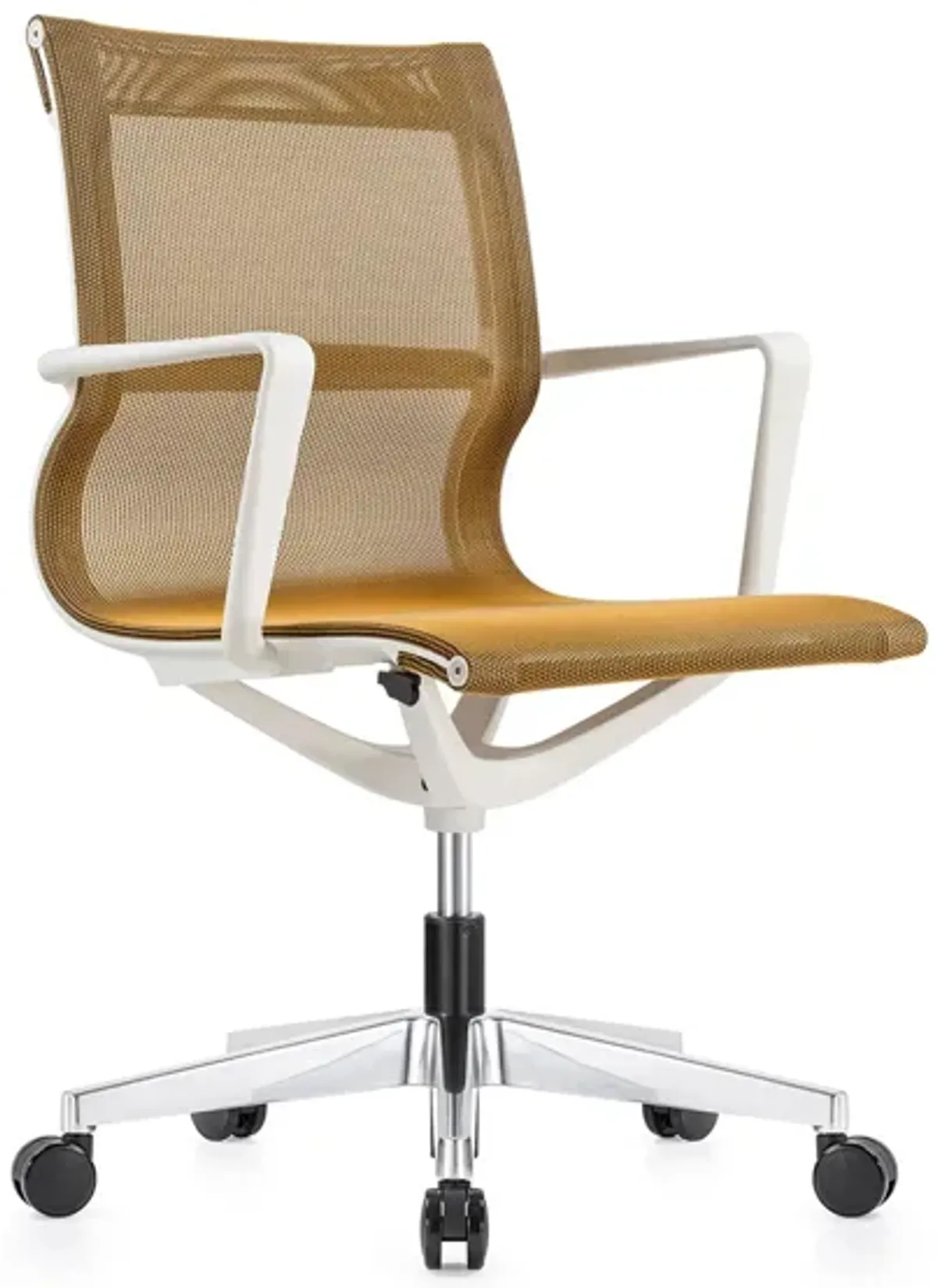 Kinetic White Frame Office Chair with Mesh Back in White/Dandelion