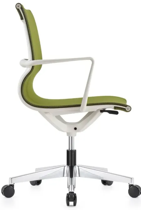 Kinetic White Frame Office Chair with Mesh Back in White/Green