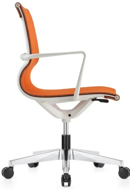 Kinetic White Frame Office Chair with Mesh Back in White/Orange