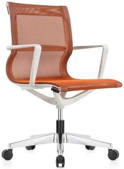 Kinetic White Frame Office Chair with Mesh Back in White/Orange