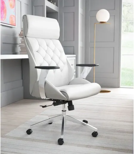 Boutique Office Chair in White, Silver by Zuo Modern