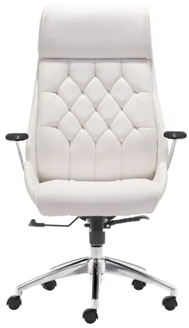 Boutique Office Chair in White, Silver by Zuo Modern