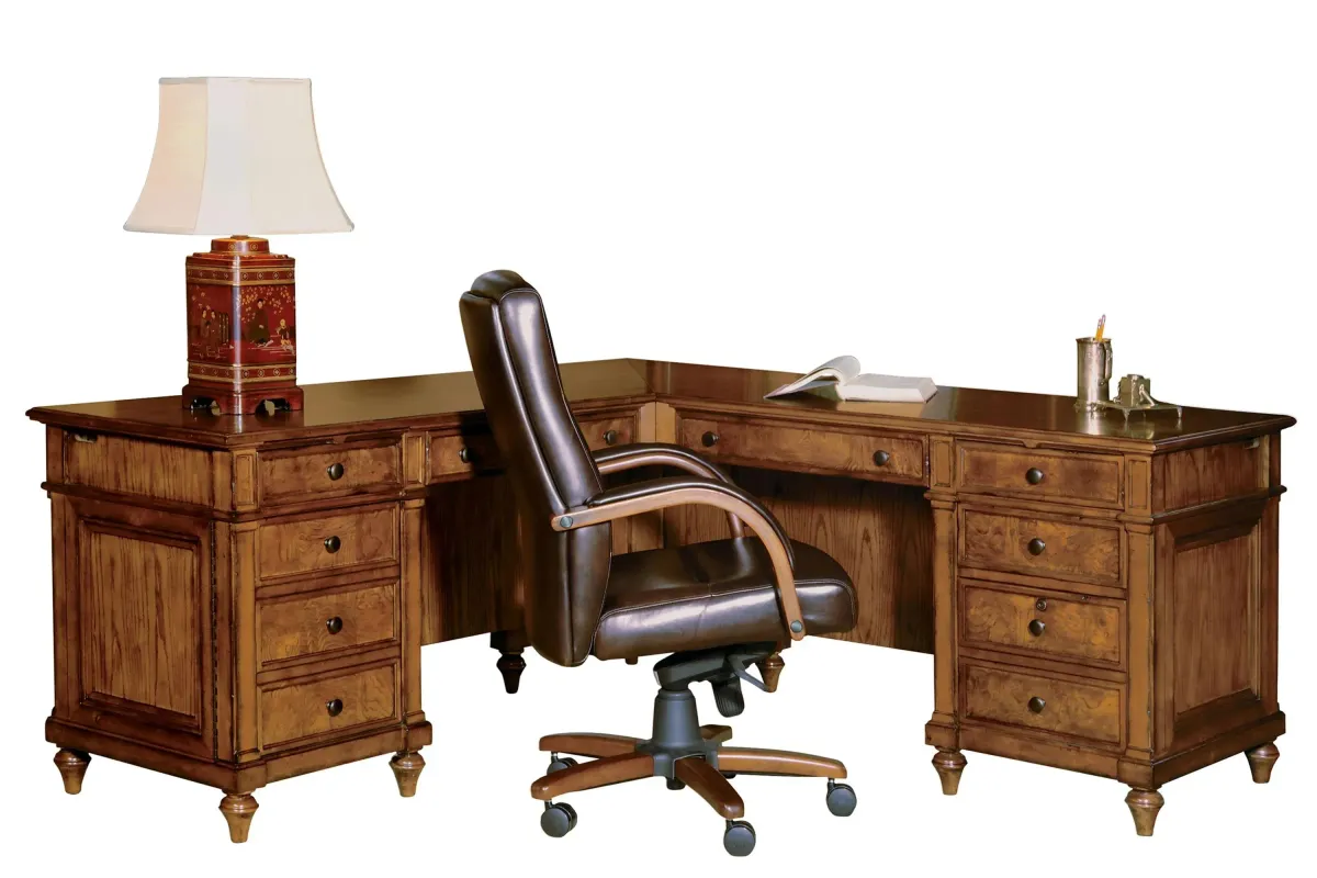 Urban Executive L-shape Desk in URBAN ASH BURL by Hekman Furniture Company