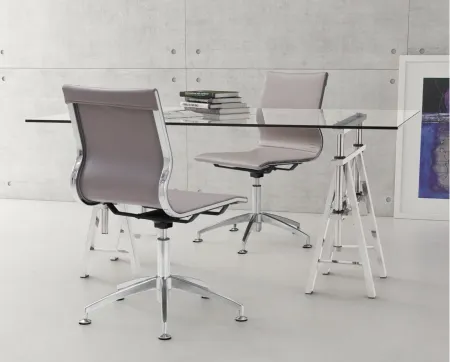 Glider Conference Chair in Taupe, Silver by Zuo Modern