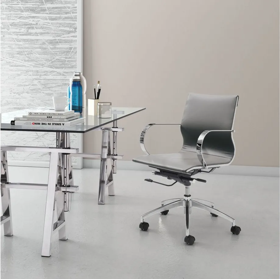 Glider Low Back Office Chair in Gray, Silver by Zuo Modern