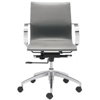 Glider Low Back Office Chair in Gray, Silver by Zuo Modern