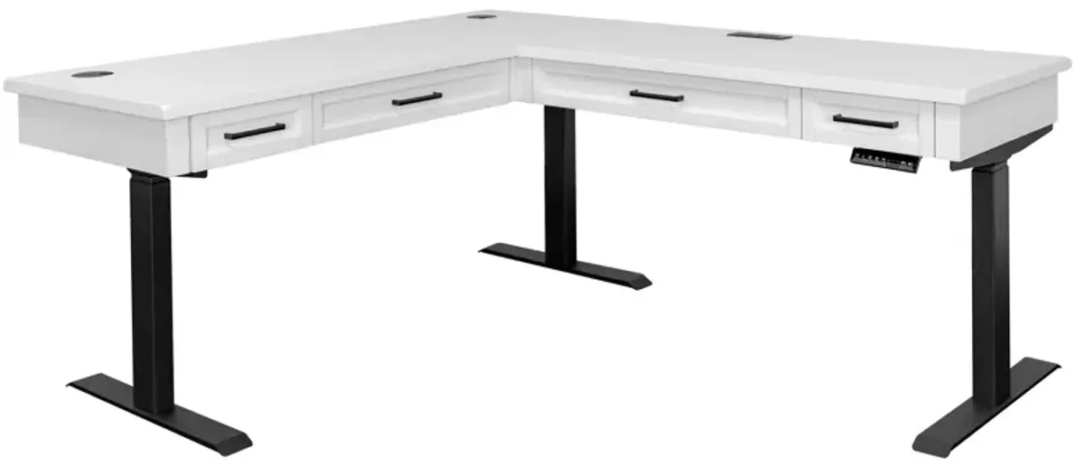 Abby Height Adjustable Office Corner Desk in White by Martin Furniture