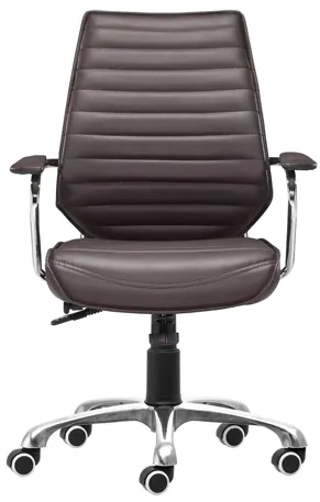 Enterprise Low Back Office Chair in Espresso, Silver by Zuo Modern