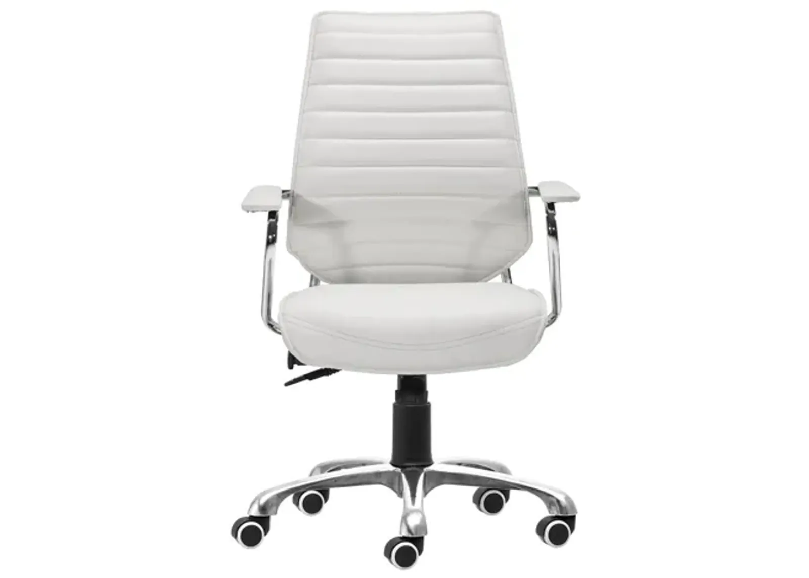 Enterprise Low Back Office Chair in White, Silver by Zuo Modern