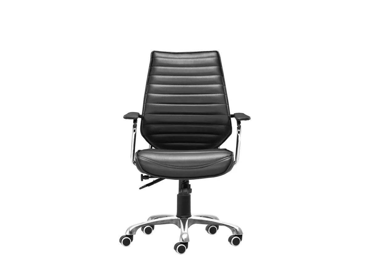 Enterprise Low Back Office Chair in Black, Silver by Zuo Modern