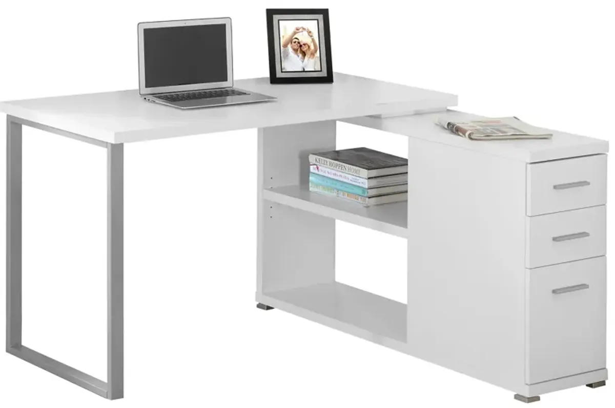 Weaver L-Shaped Computer Desk in White by Monarch Specialties